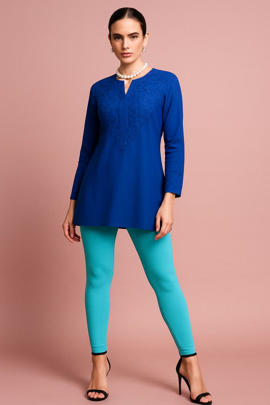 Sky Blue Ankle-Length Leggings Women’s – Perfect for Work & Casual Outfits