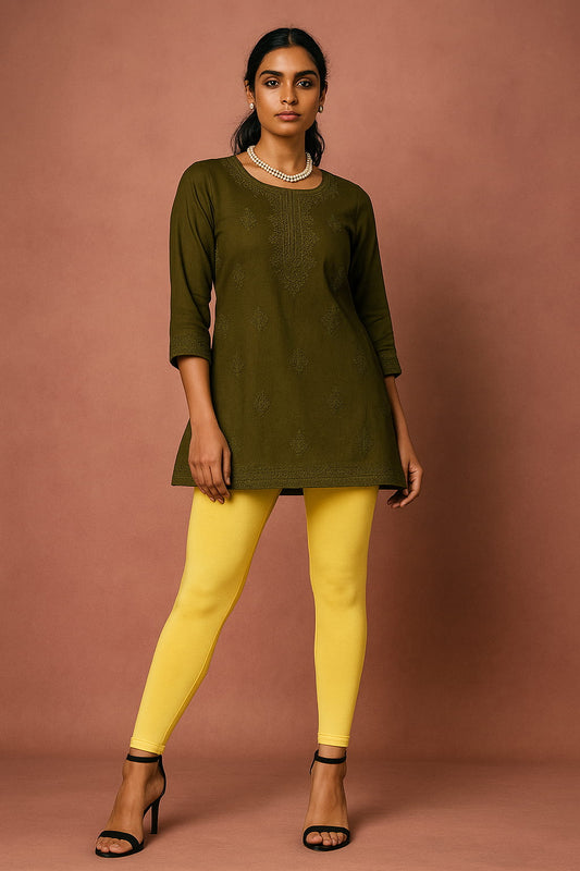 Lemon Yellow Ankle-Length Leggings for Women – Soft, Stretchable & Stylish Fit