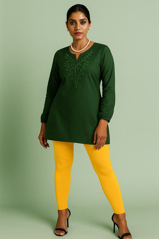 Yellow Comfortable ankle length leggings for daily wear