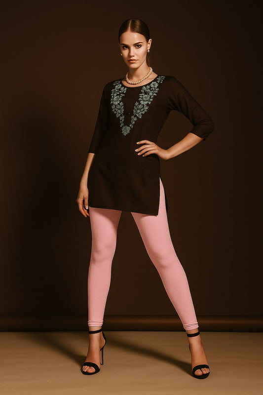 Light Pink Blush Comfort – Stretchable Ankle-Length Leggings