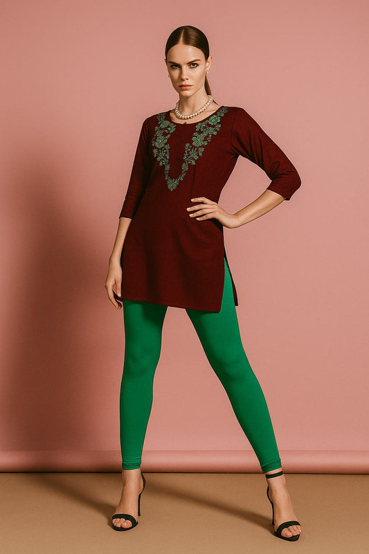 Green Fresh Fit High-Quality Stretch Ankle Leggings Comfortable