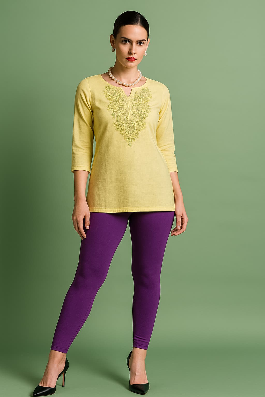 Purple Violet Cotton Ankle-Length   Leggings – Perfect for Daily & Office Wear