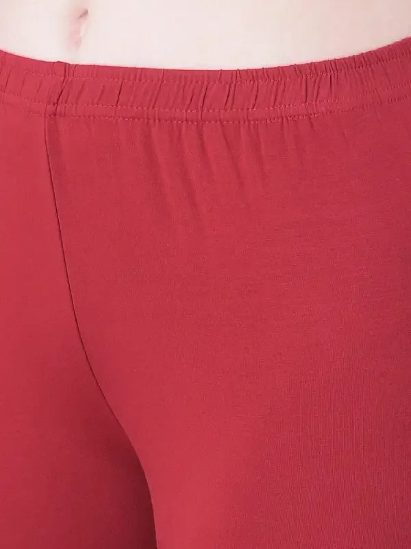 Maroon Sustainable Leggings with Style and Comfort Built In High-Waist Ankle Leggings for Women