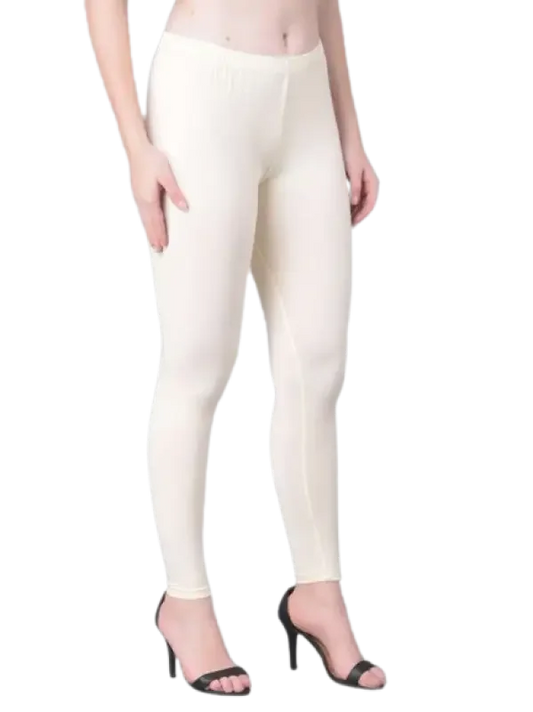 Off White High-Waisted Ankle-Length Leggings That Sculpt and Support All Day