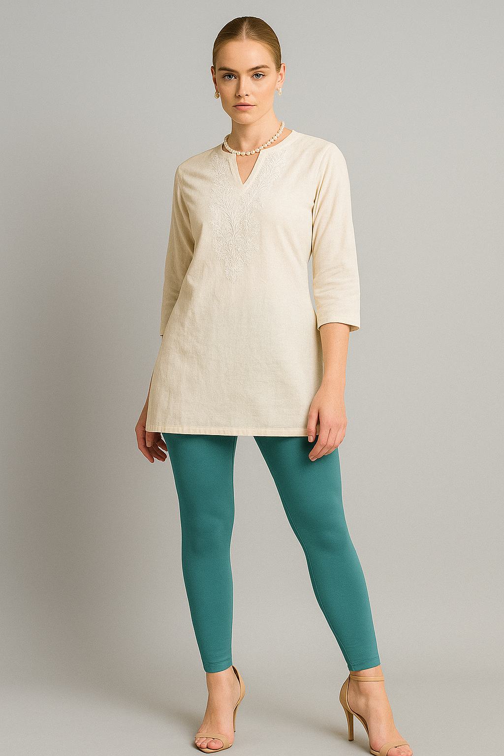 Rama Green Classic Stretchable ankle-length Leggings Comfort for Women 