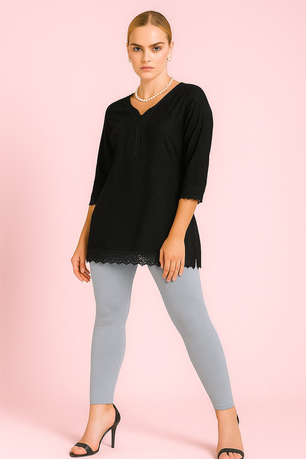 Grey Ankle Length Leggings Effortlessly Stylish Out fit