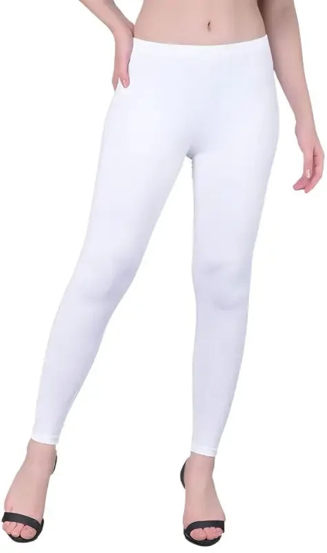 White Classic Ankle-Length Leggings women comfort leggings - PK COMFORT LIVE