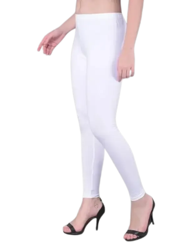 White Classic Ankle-Length Leggings women comfort leggings - PK COMFORT LIVE